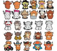 Highland Cow Shoe Charms, 27PCS Highland Cow Crocs Charms for Kids, Clog Decoration Cartoon Farm Animal Shoe Accessories, PVC Charm Decoration Party Birthday Gifts