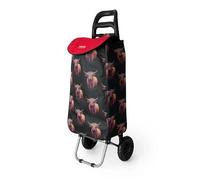 Highland Cow Shopping Trolley With 2 Wheels Collapsible Heavy Duty Foldable Shopping Cart Pull Along Grocery Utility Trolleys Carts