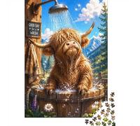 Highland Cow Shower 1000pcs Mini Puzzle For Family Premium Paper | 52x38cm Cardboard Home Decor Perfect Interlocking Birthday Gift Stress Relief