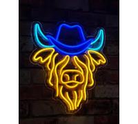 Highland Cow Sign Light, Yellow Neon Signs, USB Connectivity Neon Wall Light Neon Lights for Bedroom Cow Neon Lights LED Sign For Bedroom