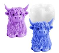 Highland Cow Silicone Molds 3D Cow Resin Candle Soap Making Mold Cow Ice Cube Silicone Molds Tray Fondant Chocolate Cake Decorating DIY Epoxy Casting Clay Mold