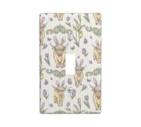 Highland Cow Single Light Switch Cover Plate, Spring Fanciful Tulips Butterfly Spring Pastel Yellow Plastic Standard Size Decorative Wall Plates for Home Living Room New Apartment Decor (Single)