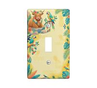 Highland Cow Single Light Switch Cover Plate, Tropical Nature Parrots Pineapple Summer Yellow Plastic Standard Size Switch Plate Decorative for Bedroom Bathroom Kitchen Entrance Decor (Single)