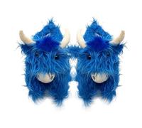 Highland Cow Slippers, Plush Scottish Cow Slippers, Soft Warm Animal Slippers Home Indoor Shoes (Blue, Adult, Women, 8.5, Numeric Range, UK Footwear Size System, 12.5, Medium)