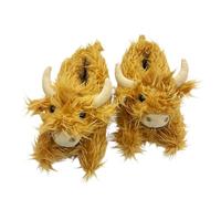 Highland Cow Slippers, Plush Scottish Cow Slippers, Soft Warm Animal Slippers Home Indoor Shoes (Brown, Big Kid, Women, 5.5, Numeric Range, UK Footwear Size System, 8.5, Medium)