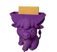 Highland Cow Sponge Holder with Self-Draining Spout, Novelty 3D Printing Countertop Sponge Storage Organizer, Keeps Your Sponges Dry, Funny Sponges Stand for Kitchen Sink (Purple)