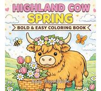 Highland Cow Spring Bold and Easy Coloring Book