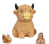 Highland Cow Squishy, Slow Rise Squishies, Squeezy Squishy Animals, Light Brown Calming Highland Cow Stress Relief Squishies Office School Desk Decor, Portable Decompression Sensory Fidget