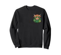 Highland cow St Patrick’s Day clover style with green heart Sweatshirt