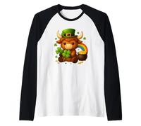 Highland Cow St Patricks Day Cute Irish Raglan Baseball Tee
