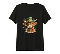 Highland Cow - St Patricks Day Shamrock Irish Holiday Premium T-Shirt