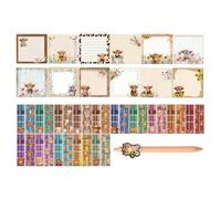 Highland Cow Stationery Gift Set, 43pcs Cute Cow Stationery Bundle with 12 Notepads, 30 Bookmarks and Black Ink Pen, 100gsm Premium Thick No-Bleed Paper, Ideal Birthday Gift for Women and Book Lovers