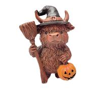 Highland Cow Statue - Rustic Farmhouse Resin Figurine | Cattle Sculpture For Shelf, Desk, Or Mantel Decor Country Animal Western, Boho, Cabin Style Accent