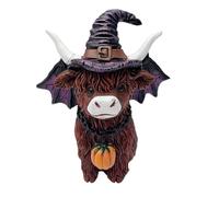 Highland Cow Statue - Rustic Farmhouse Resin Figurine | Cattle Sculpture For Shelf, Desk, Or Mantel Decor Country Animal Western, Boho, Cabin Style Accent