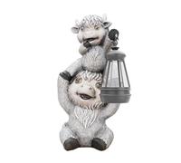 Highland Cow Statues with Solar Lights, Highland Cow Resin Figurine Lights, Highland Cow Ornaments for Patio, Balcony, Indoor Decoration and as Gifts (M2-Grey)