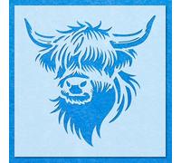 Highland Cow Stencil: Mylar Airbrush Wall Art Painting Crafts 2-190 Micron-A3 Stencil - Design Size (257 x 257 mm)