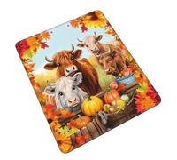 Highland Cow Stitched Edge Mouse Pad - 3mm Rubber Base Desk Mat for Office Work Gaming, Non-Slip Keyboard Pad, Vertical Rectangle