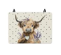 Highland Cow Stove Top Cover for Electric Stove, Fanciful Farmhouse Lavender Cup Spring Beige Rubber Non-Slip Rv Cover for Small Kitchen Spaces Cottage Kitchen Decor 28x20 Inch