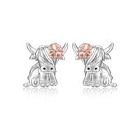 Highland Cow Stud Earrings for Women, Highland Cow Gifts for Girls Her | Silver Stud Earrings, Christmas Birthday Presents for Daughter Sister Niece Animal Lover, Xmas Stocking Fillers