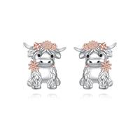 Highland Cow Stud Earrings Sterling Silver Western Scotland Jewellery for Women Mom