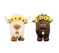 Highland Cow Stuffed Animal, 2X Plush Cute Toy, 4.72x7.87 Inches Versatile Usage & Decorative Design, Soft Cuddly Uplands Cows Hugger Doll for Children Boys, Girls, Kids, and Adults