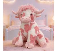 Highland Cow Stuffed Animal, Cute Plushies Fluffy Cow Gifts, Realistic Highland Cows Plush Figure, Strawberry Cow Plush Stuffed Animal, Girls Valentines Gifts