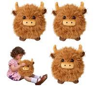 Highland Cow Stuffed Animal Toy, Adorable Highland Cow Plush, Scottish Cows Plush Toy, Farm Animal Cattle Plush Decor Gifts for Kids Girls Boys 20cm (C-3pcs)