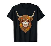 Highland Cow Sugar Skull Sarcastic Attitude Graphic T-Shirt