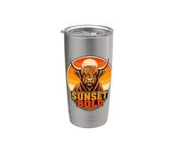 Highland Cow Sunset Bold Retro Stainless Steel Insulated Tumbler