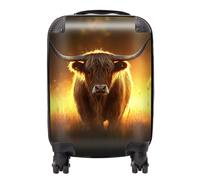 Warren Reed - Designer Highland Cow Sunset Suitcase - Lightweight Hard Case, TSA Lock, 4 Spinner Wheels