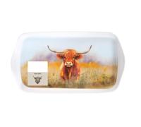 Highland Cow Tea Serving Tray - Small Plastic Tea Tray For Tea & Coffee - Home Kitchen Serving Platter - 26cm x 14cm
