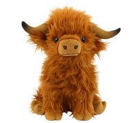 Highland Cow Teddy, Brown Highland Cow Plush Toy, Super Soft Plush Doll for Kids and Collectors, 25 cm Farm Animal Stuffed Toy for Play and Decor