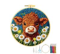 Highland Cow Theme DIY Embroidery Punch Needle Kit, Versatile Punch Needle Embroidery Set, Embroidery Book & Sewing Supplies, Complete Knitting Kit for Quilting Accessories and Festival Decoration