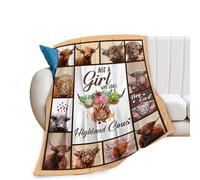 Highland Cow Throw Blanket Gifts for Women Adults Highland Cattle Farm Cow Animal Print Blanket Super Soft Cozy Fleece Warm Lightweight Plush Blanket Decor for Living Room Couch Bed Chair 40''X50''