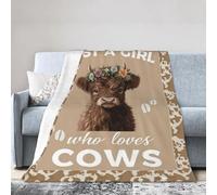 Highland Cow Throw Blanket - Soft Plush Fleece Farm Animal Bedding Blankets- Cozy Cow Print Stuffed Gifts for Women Girls Kids 40"X50"