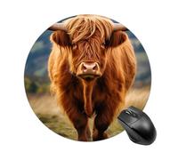 Highland Cow Trendy Round Mouse Pad Non Slip Waterproof Mousepad Desk Mat for Office Gaming