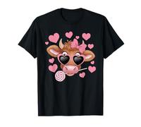 Highland Cow Valentines Day Women Girls Highland Cow Hearts T-Shirt