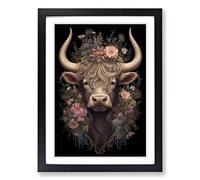 Highland Cow Victorian Framed Wall Art Print A2 Black