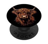 Highland Cow Vintage Farming Cattle Farm Animals Farmer PopSockets Swappable PopGrip