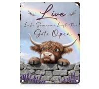 Highland Cow Wall Decor, Retro Plaques for Highland Cows, Aesthetic Cow Pictures for Walls, Waterproof Bathroom Pictures and Kitchen Ornaments for Any Space, Unique Highland Cows Gifts for Women Men