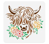 Highland Cow Wall Stencil Templates Plastic Reusable Cow Stencils for Painting on Walls Floors Wood Fabric Furniture Glass