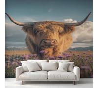 Highland Cow Wallpaper, Rustic Farm Animal Wall Mural, Wallpaper for Bedroom Living Room, Home Decor, Photo Wall Paper, 350 x 256 cm BH&OM