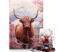Highland Cow Watercolor Jigsaw Puzzles for Adults 1000 Pieces Cognitive Skill Bright Color Fun Challenge Perfect Decor (50x75cm)