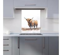 Highland Cow Watercolour Kitchen Splashback Warren Reed - Designer Brown 600mm x 750mm