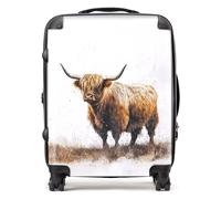 Warren Reed - Designer Highland Cow Watercolour Suitcase - Lightweight Hard Case, TSA Lock, 4 Spinner Wheels