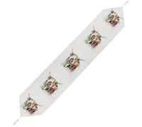 Highland Cow Watercolour Table Runner for Party Short Plush Table Cloth Table Dresser Decoration 200 * 33cm