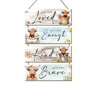 Highland Cow Welcome Sign, Highland Cow Wall Art, Front Door Sign, Country Art, Front Door Decoration for Dining Room, Bedroom, Living Room
