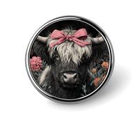 Highland Cow Wildflowers Brooch Pins Lightweight Badge Lapel Pins