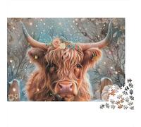 Highland Cow Winter 1000pc Jigsaw of Eco-friendly Board Colourful Jigsaws As A Fun And Challenging Family Game for Collectible Art 38x26cm/1000pcs