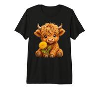 Highland Cow with Dandelion Premium T-Shirt